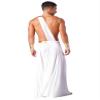 HULIJA Men's Greek Roman Toga Costume One Shoulder Strap Suspender Ruffle Long Skirt Halloween Fancy Dress 6703#whitelongskirt Large view 2