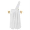 HULIJA Men's Greek Roman Toga Costume One Shoulder Strap Suspender Ruffle Long Skirt Halloween Fancy Dress 6703#whitelongskirt Large view 3