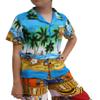 Full Funk Childrens Hawaiian Shirt in Summer Printed Rayon Seaside Beach Fun, 8 Years-10 Years, Seagull&Glasses in Sky Blue view 1