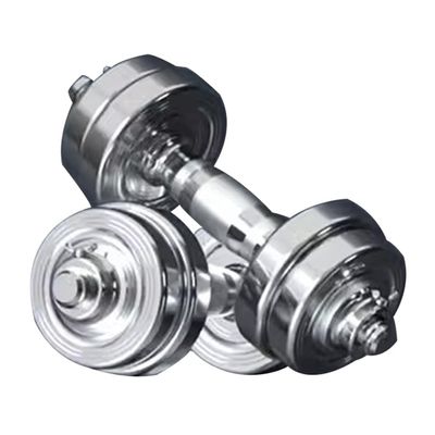 Adjustable Dumbbell Set Men's Home Fitness Adjustable Weight, Gym Solid Steel Barbell, Abdominal Muscle Training Equipment (Color : Silver, Size : 7.5kg/16.5lb*2pcs)