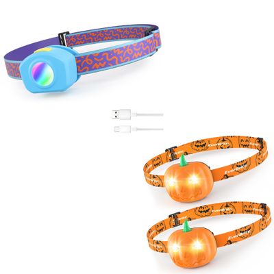 EverBrite LED Kids Headlamp Rechargeable & 2-Pack Halloween Pumpkin Headlamps
