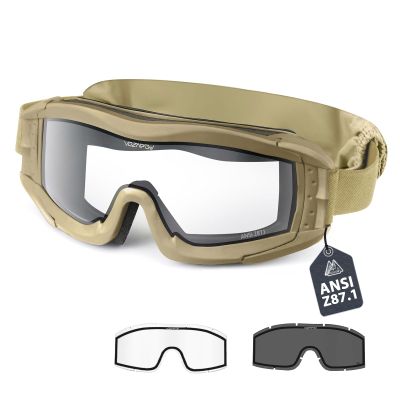 VOZAPOW Airsoft Goggles Anti Fog, Tactical Safety Goggles ANSI Z87.1 + Rating