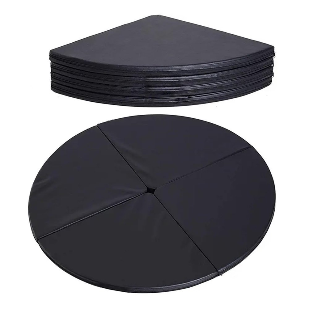 Round Folding Portable Pole Dance Crash Mat, 3cm/5cm/10cm Thickened Gymnastic Exercise Yoga Training Mat Waterproof, Pole Mat Fitness Safety Cushion Black ( Color : 110cm/3.6ft/43in , Size : Thick 5cm