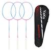 YAKS 3PCS 4U4G Full Carbon Professional Ultra Light High Elastic Adult Student Training Badminton Racket Set Durable Type -Pink&Blue view 1