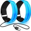 Calonia 2 x Rechargeable LED Light Armbands, Reflective Running, Adjustable Flashing Safety Bracelet for Children or Adults (Blue)