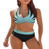 AI'MAGE Women's High Waisted Bikini Sets Tummy Control Swimsuits 2025 Two Piece Bathing Suits Color Block HalterSwim Suits, Green Striped, L view 1