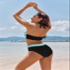 AI'MAGE Women's High Waisted Bikini Sets Tummy Control Swimsuits 2025 Two Piece Bathing Suits Color Block HalterSwim Suits, Green Striped, L view 4
