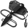 Omesio Neck Knife, 5.82" Neck Knife with Sheath and Necklace, D2 Steel 2.99-Inch Blade, Full Tang Knife with Clip G10 Handle, Fixed Blade Knife for EDC, Hiking, Camping (Black Blade + Black Handle) view 1
