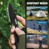 Omesio Neck Knife, 5.82" Neck Knife with Sheath and Necklace, D2 Steel 2.99-Inch Blade, Full Tang Knife with Clip G10 Handle, Fixed Blade Knife for EDC, Hiking, Camping (Black Blade + Black Handle) view 3