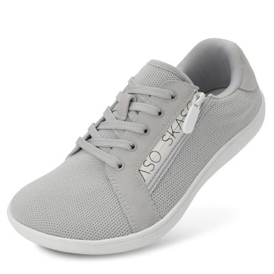SKASO Minimalist Shoes Wide Width Shoes for Women Barefoot Walking Shoes Comfortable Fashion Sneakers Zero Drop for Gym Casual Light Grey Size 10 Wide
