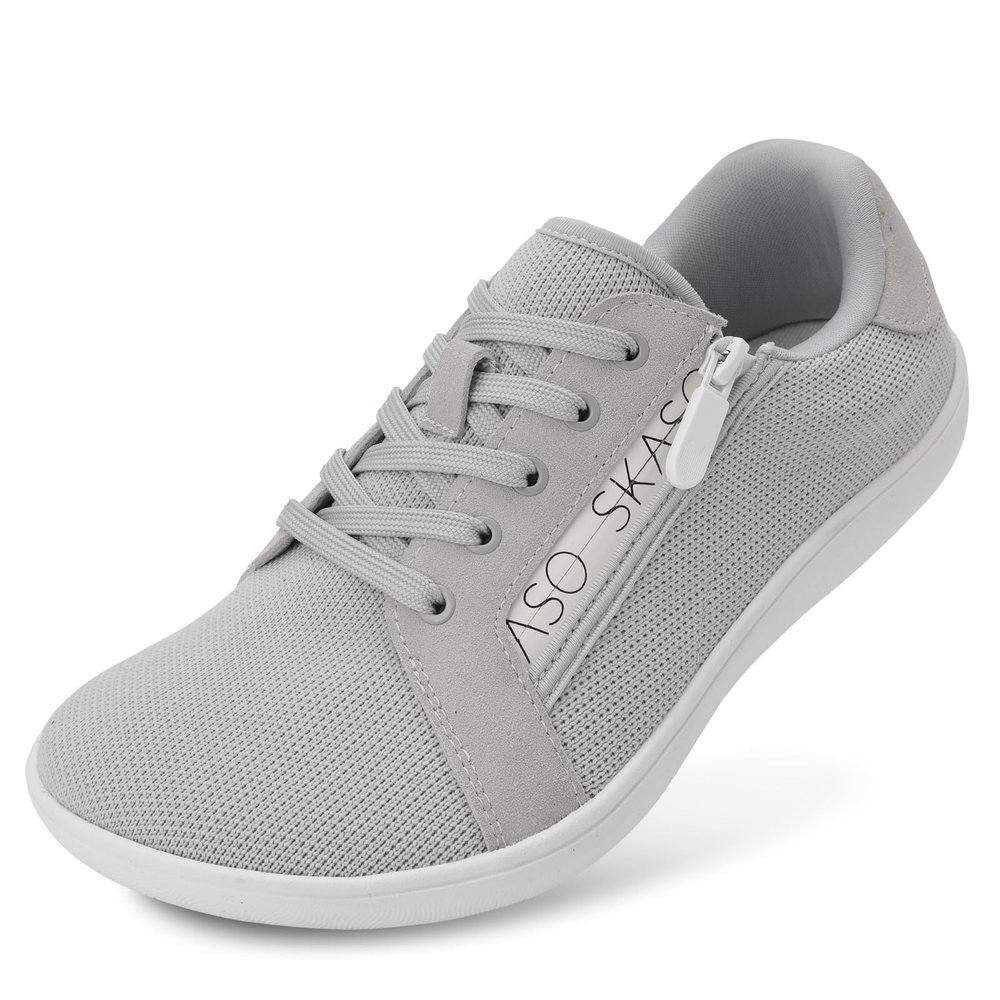 SKASO Minimalist Shoes Wide Width Shoes for Women Barefoot Walking Shoes Comfortable Fashion Sneakers Zero Drop for Gym Casual Light Grey Size 10 Wide