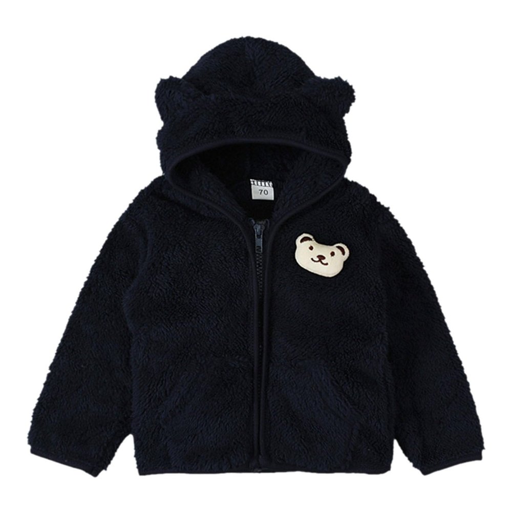 Children Sport Coat Kids Children Coat Solid Color Long Sleeved Plush Zippered Hood Thickened Cartoon (BU1, 6-12 Months)