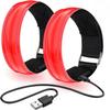 Calonia 2 x Rechargeable LED Light Armband, LED Running Armband, Adjustable Flashing LED Safety Bracelet for Children or Adults (Red) view 1