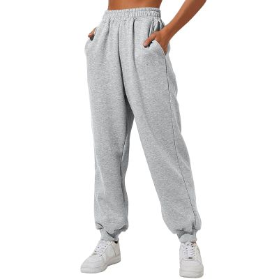 Womens Wide Leg Sweatpants Cozy Fleece Boyfriend Casual Jogger Pants Baggy Elastic High Waisted Yoga Pants with Pockets