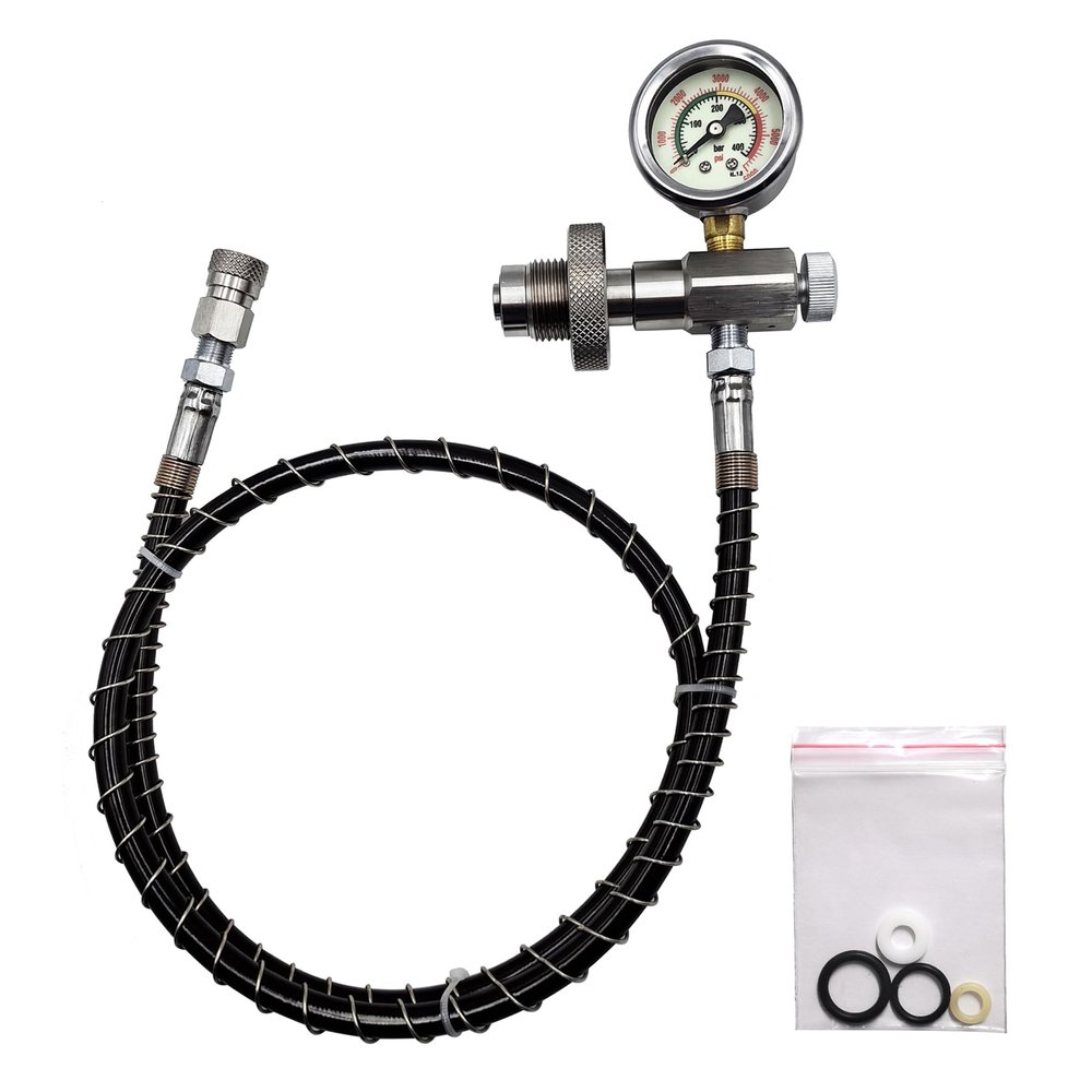 Aopkeo PCP Diving Paintball Tank Fill Station DIN G5/8 Refill Connector Stainless Steel HPA Scuba Filling Stations (with 37inch Hose)