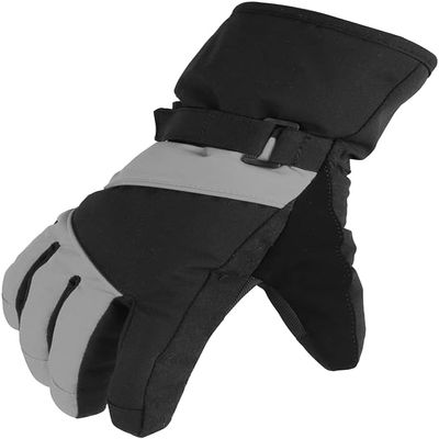 MAGARROW Kids Winter Warm Gloves Windproof Water-Resistant Snow Boys Girls Sport Gloves (Grey/Black, 6-8 Years)