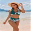 AI'MAGE Women's High Waisted Bikini Sets Tummy Control Swimsuits 2025 Two Piece Bathing Suits Color Block HalterSwim Suits, Green Floral, XL view 2