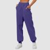 Womens Wide Leg Sweatpants Cozy Fleece Boyfriend Casual Jogger Pants Baggy Elastic High Waisted Yoga Pants with Pockets view 2