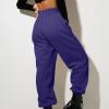 Womens Wide Leg Sweatpants Cozy Fleece Boyfriend Casual Jogger Pants Baggy Elastic High Waisted Yoga Pants with Pockets view 3