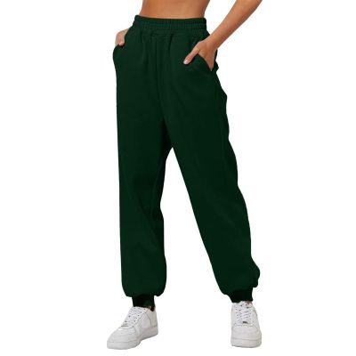 Womens Wide Leg Sweatpants Cozy Fleece Boyfriend Casual Jogger Pants Baggy Elastic High Waisted Yoga Pants with Pockets