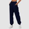 Womens Wide Leg Sweatpants Cozy Fleece Boyfriend Casual Jogger Pants Baggy Elastic High Waisted Yoga Pants with Pockets view 2