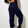Womens Wide Leg Sweatpants Cozy Fleece Boyfriend Casual Jogger Pants Baggy Elastic High Waisted Yoga Pants with Pockets view 3