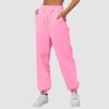 Womens Wide Leg Sweatpants Cozy Fleece Boyfriend Casual Jogger Pants Baggy Elastic High Waisted Yoga Pants with Pockets view 2
