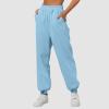 Womens Wide Leg Sweatpants Cozy Fleece Boyfriend Casual Jogger Pants Baggy Elastic High Waisted Yoga Pants with Pockets view 2
