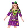 Girl's Mardi Gras Purple Dresses Half Sleeve New Orleans Party Vest Printed Dress Funny Fleur De Lis Dresses 9-10 Years view 2