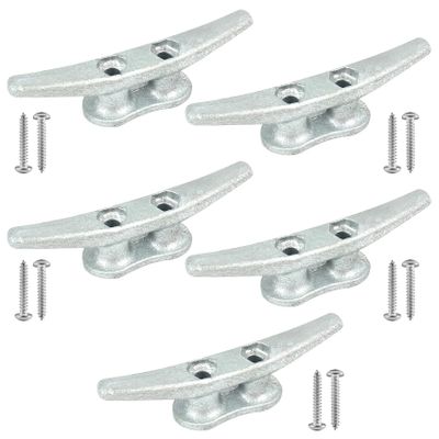 BALAVA Boat Cleats 4 Inch,Hot Dip Galvanized Cast Iron Dock Cleats, Rope Cleats, Boat Dock Cleats for Marine Deck Nautical Decor Piers for Tying up Boats,Hardware Included (5 Pack)
