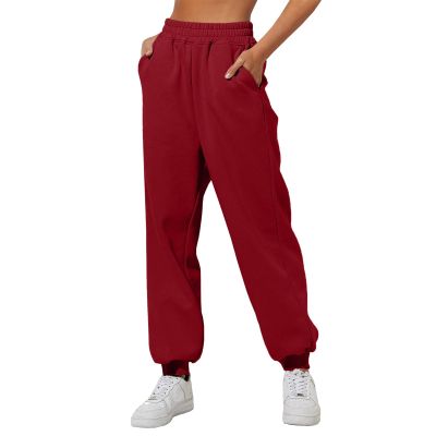 Womens Wide Leg Sweatpants Cozy Fleece Boyfriend Casual Jogger Pants Baggy Elastic High Waisted Yoga Pants with Pockets