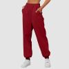 Womens Wide Leg Sweatpants Cozy Fleece Boyfriend Casual Jogger Pants Baggy Elastic High Waisted Yoga Pants with Pockets view 2
