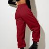 Womens Wide Leg Sweatpants Cozy Fleece Boyfriend Casual Jogger Pants Baggy Elastic High Waisted Yoga Pants with Pockets view 3