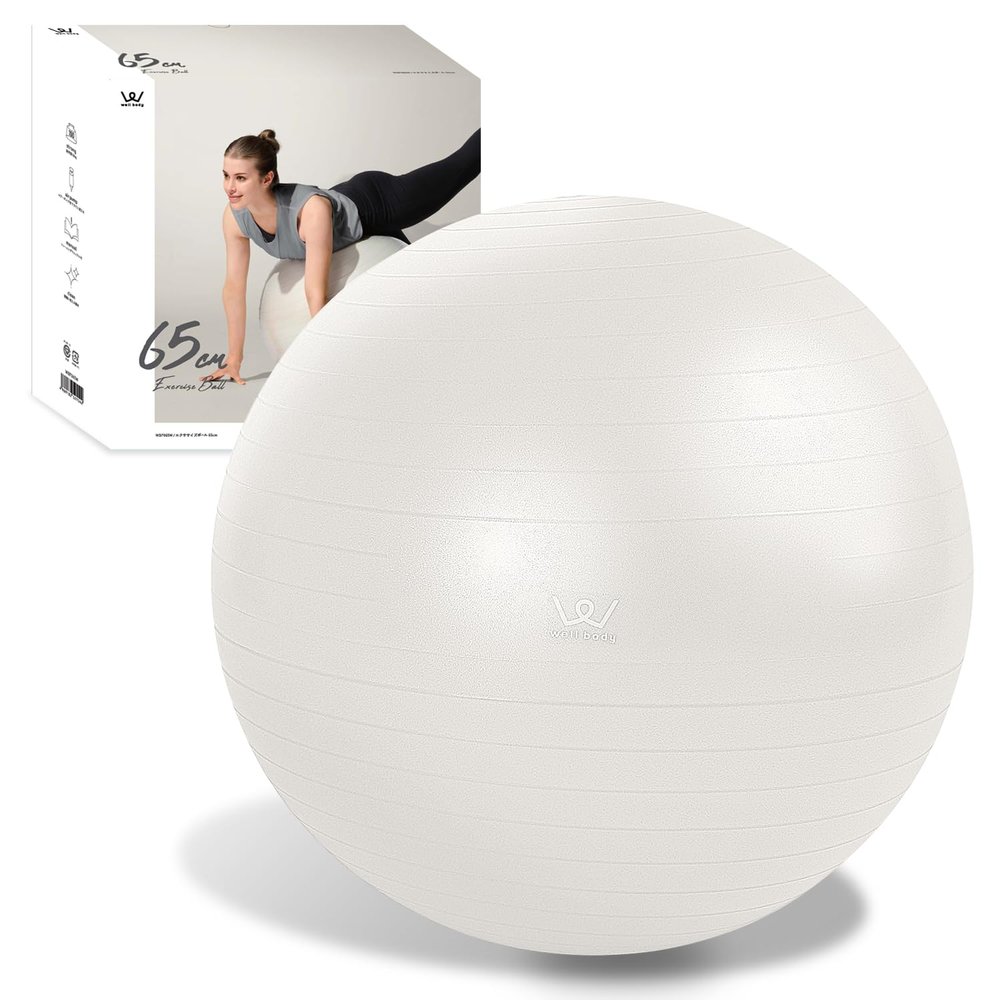 ALINCO WBF065W Balance Ball, Diameter 25.6 inches (65 cm), Chair, Stool, Lightweight, Includes Air Pump, Exercise Manual, Stretching, Fitness, Yoga, Exercise, Balance Exercise, Home Use, White