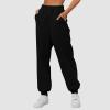 Womens Wide Leg Sweatpants Cozy Fleece Boyfriend Casual Jogger Pants Baggy Elastic High Waisted Yoga Pants with Pockets view 2