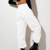 Womens Wide Leg Sweatpants Cozy Fleece Boyfriend Casual Jogger Pants Baggy Elastic High Waisted Yoga Pants with Pockets view 3