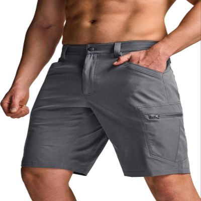 CQR Men's Quick Dry Stretch Hiking Cargo Shorts, Lightweight Water Resistant Tactical Casual, Golf & Outdoor with Pockets, Rocky Jet Grey, 36W x 10L