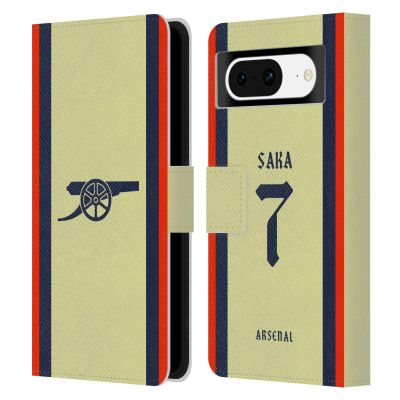 Head Case Designs Officially Licensed Arsenal FC Bukayo Saka 2021/22 Players Away Kit Leather Wallet Case Compatible with Google Pixel 8