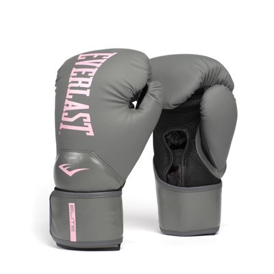 Everlast Elite 2 Boxing Gloves for Youth, Teens, and Adults with Smaller Hands | Secure Fit Hook and Loop Closure & Ventilation | Speedbag and Heavy Bag Training Gloves | Pink/Grey, 8 oz (Extra Small)