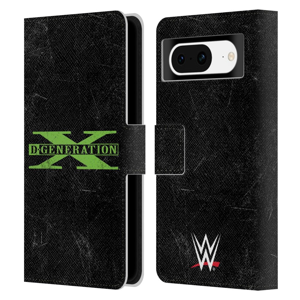 Head Case Designs Officially Licensed WWE Logo D-Generation X Leather Wallet Case Compatible with Google Pixel 8