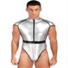 Manyakai Men Adult Alien Costume Spaceman Suit Halloween Jumpsuit Astronaut Cosplay One-piece Catsuit Silver X-Large view 1