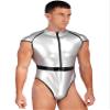 Manyakai Men Adult Alien Costume Spaceman Suit Halloween Jumpsuit Astronaut Cosplay One-piece Catsuit Silver X-Large view 3