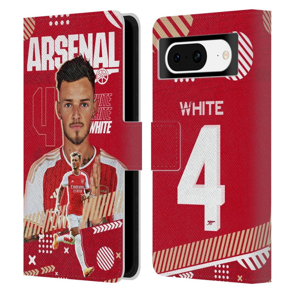 Head Case Designs Officially Licensed Arsenal FC Ben White 2023/24 First Team Leather Wallet Case Compatible with Google Pixel 8