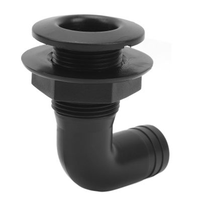 90 Thru Hull Fitting, Leakproof Easy Use Ergonomic Marine Thru Hull Connector for Yacht (Black)