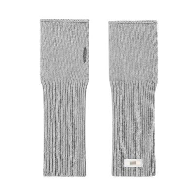 Half-Finger Wool Gloves Female Fall and Winter Thickened Warm Open Finger Touch Screen Knitted Wool Wrist Cuffs Hat (Color : Grey, Size : Talla nica)