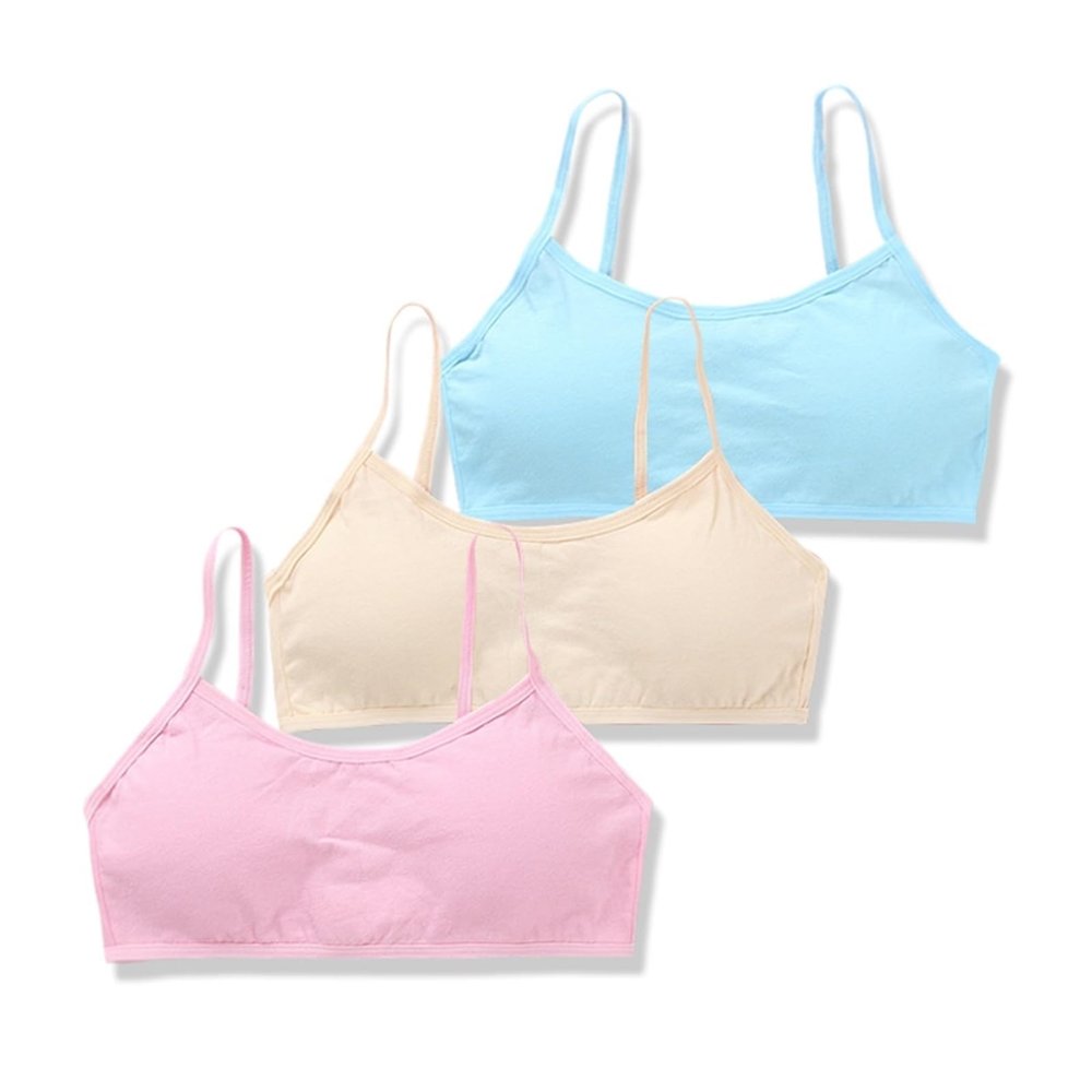 3pcs/lot Cotton Training Bra Girls Teen Underwear Teen Underwear Panties 8-15T (Color : Pink Skin Blue, Size : 8 to 14years)