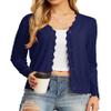 GRECERELLE Women's Long Sleeve Lightweight Cardigan Fall Knit Shrug Sweater(Navy Blue, Large) view 1