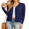 GRECERELLE Women's Long Sleeve Lightweight Cardigan Fall Knit Shrug Sweater(Navy Blue, Large) view 2