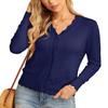 GRECERELLE Women's Long Sleeve Lightweight Cardigan Fall Knit Shrug Sweater(Navy Blue, Large) view 3