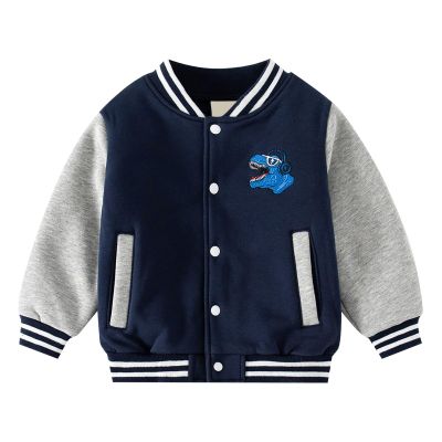 Kids Baseball Jackets Boys Girls Fit School Daily Jacket Casual Lightweight Plain Cardigan School (Navy-A, 18-24 Months)